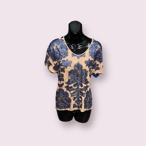 Neiman Marcus Tracy Reese Blue Glitter Women’s Top. Size Small